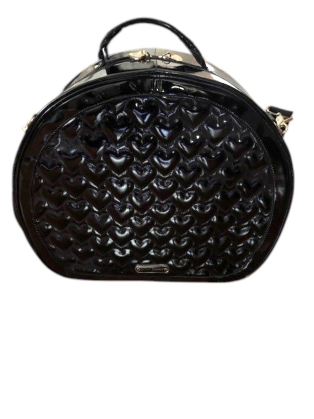 Betsey Johnson Vintage Black Patent Rounded Case w Shoulder Strap